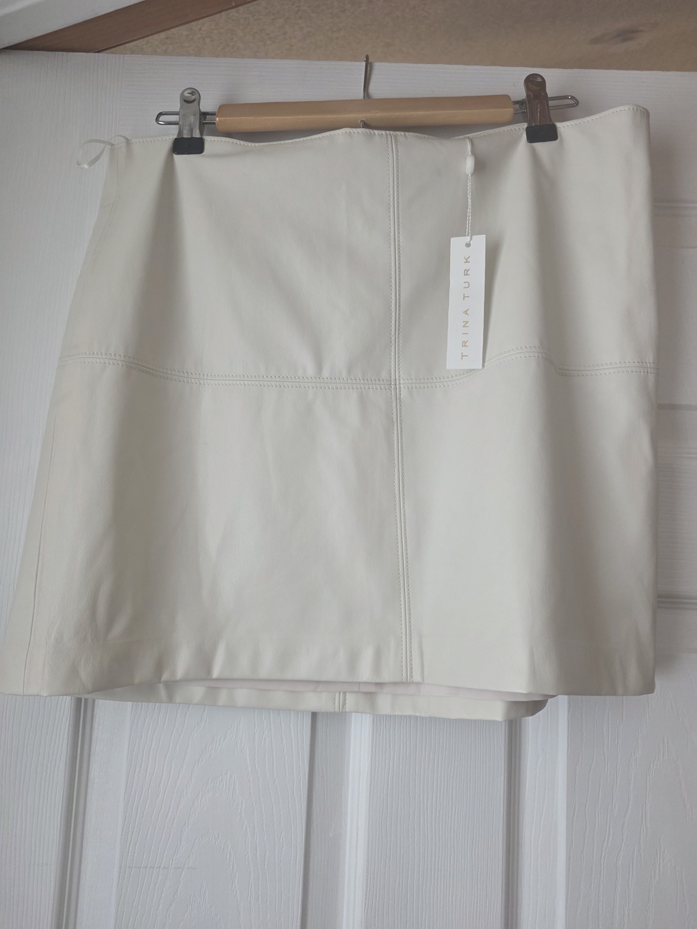 Trina Turk Cream Faux Leather Mini Skirt